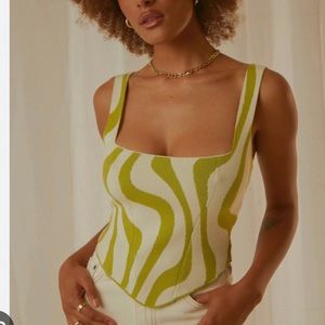 Peppermayo alfresco nights bustier top in Lime Wave